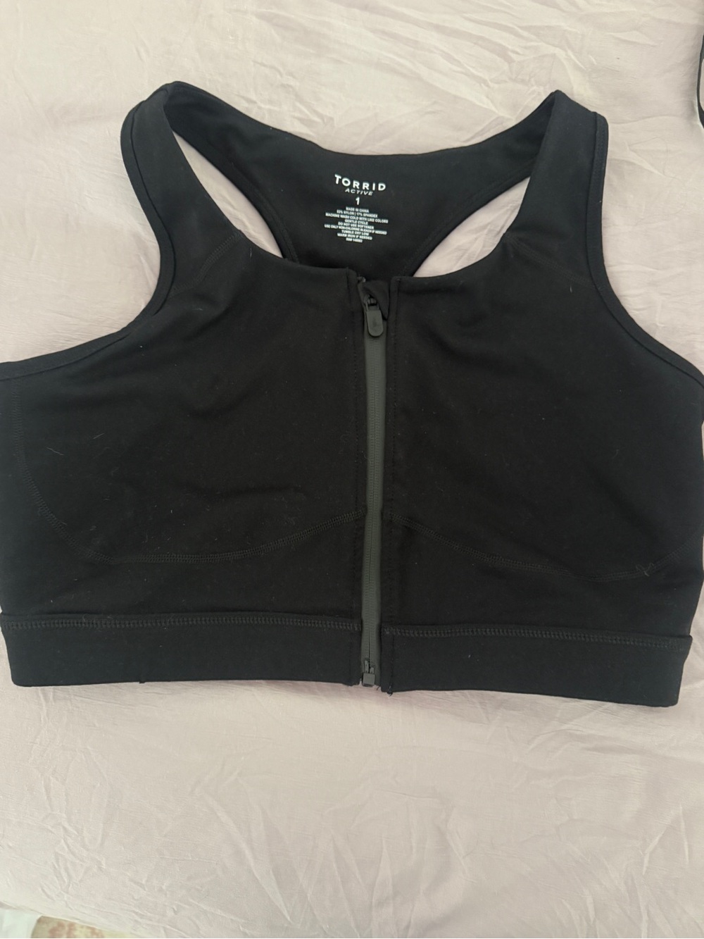 torrid Black Front-Zip Racerback Sports Bra